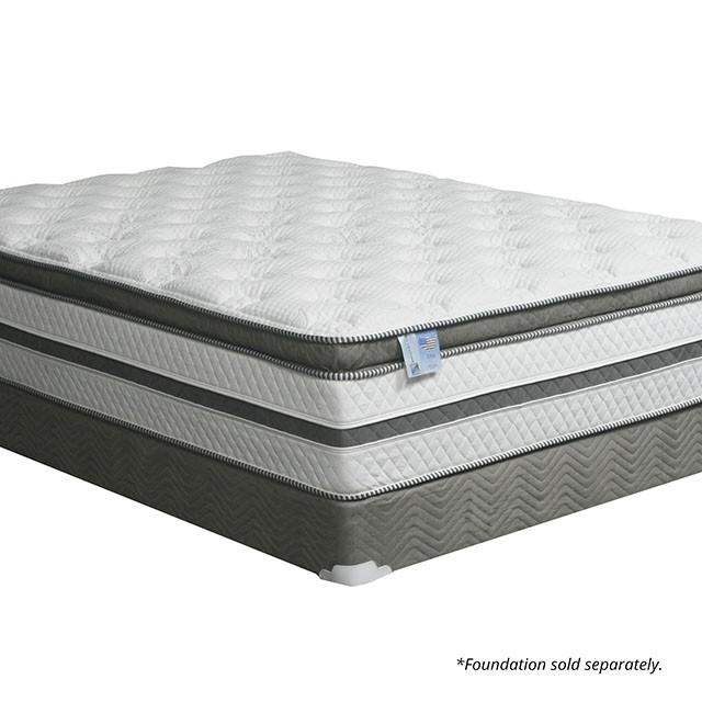 SIDDALEE White/Gray 16" Euro Pillow Top Mattress, E.King - California Furniture (Coachella, CA)