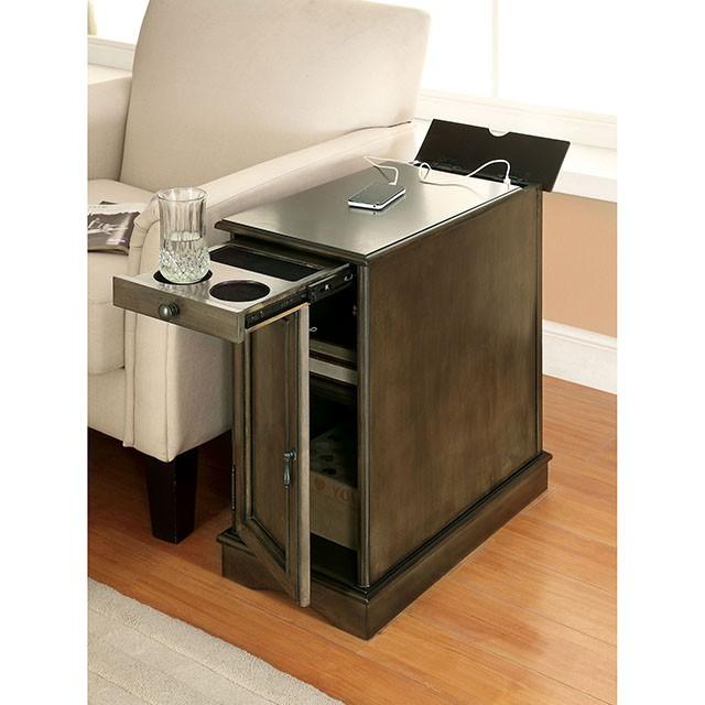 LILITH I Gray Side Table w/ USB - California Furniture (Coachella, CA)