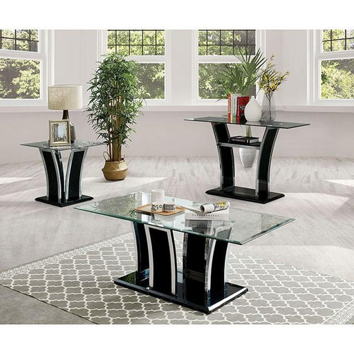 Staten Glossy Black/Chrome End Table - California Furniture (Coachella, CA)