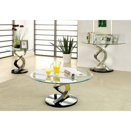 NOVA Satin Plated/Black Sofa Table - California Furniture (Coachella, CA)