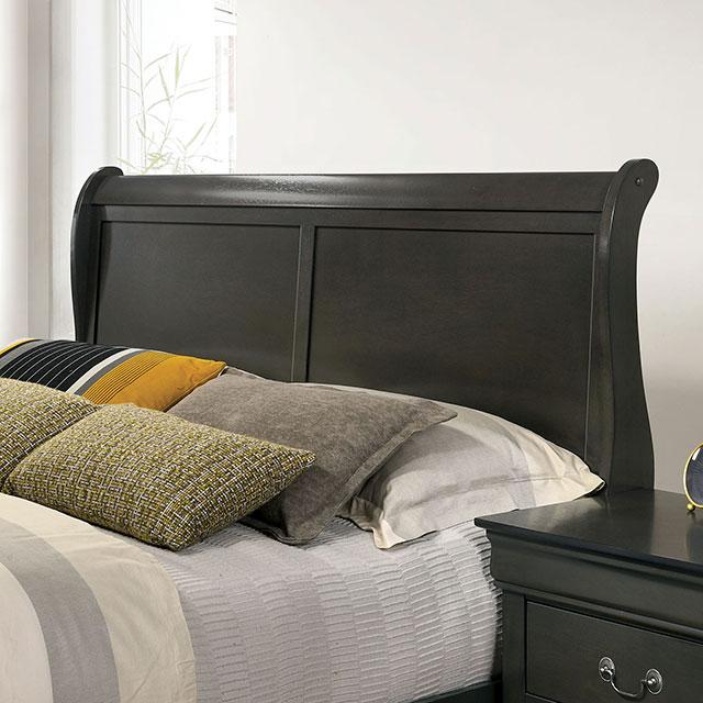 Louis Philippe Cal.King Bed Black & Grey - California Furniture (Coachella, CA)