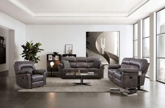 JOSIAS Loveseat, Dark Gray Leatherette - California Furniture (Coachella, CA)