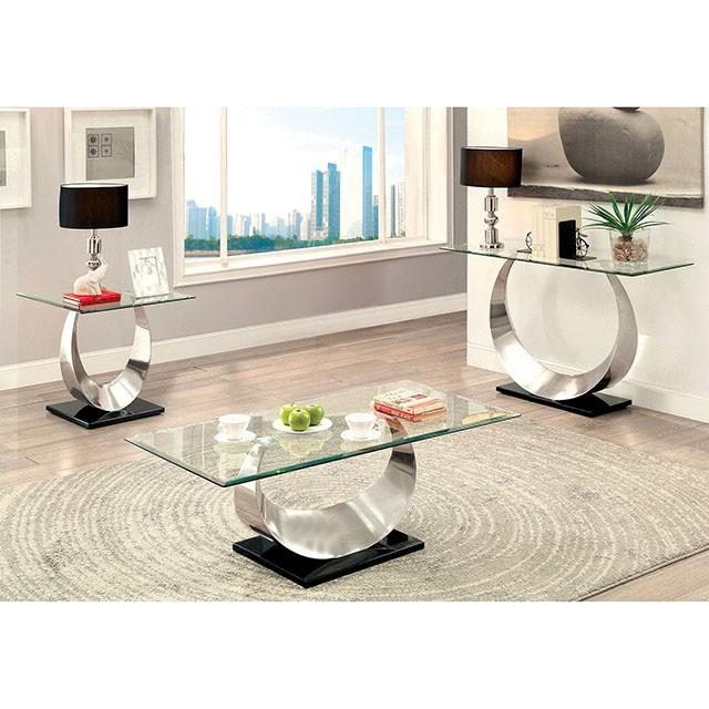 ORLA II Satin Plated/Black Sofa Table - California Furniture (Coachella, CA)