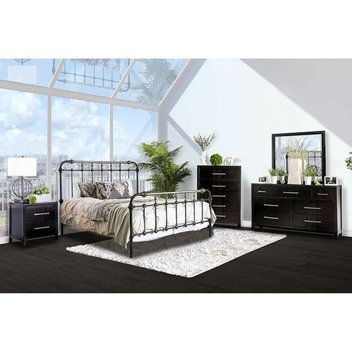 RIANA Antique Black Metal E.King, Full, Queen, & Twin Bed - California Furniture (Coachella, CA)
