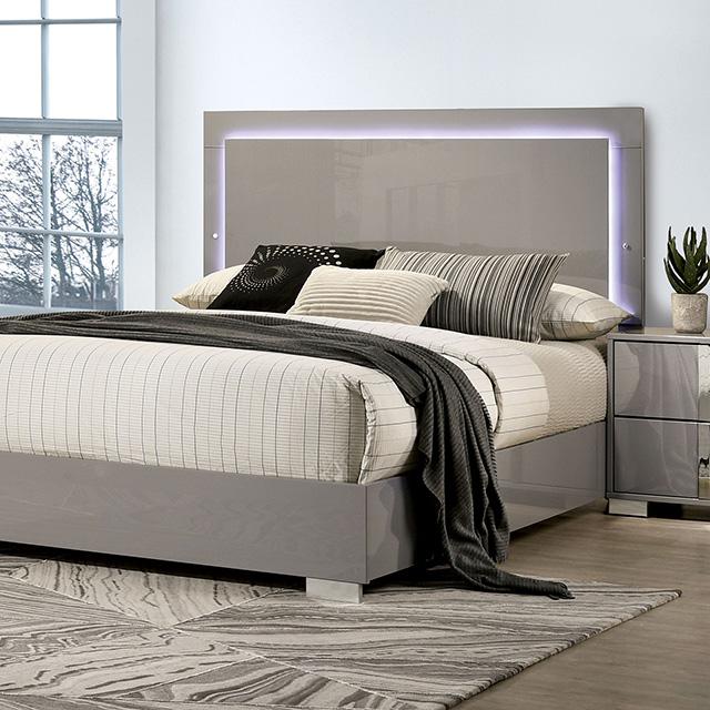 Sinistra E.King & Queen Bed White, Black & Beige - California Furniture (Coachella, CA)