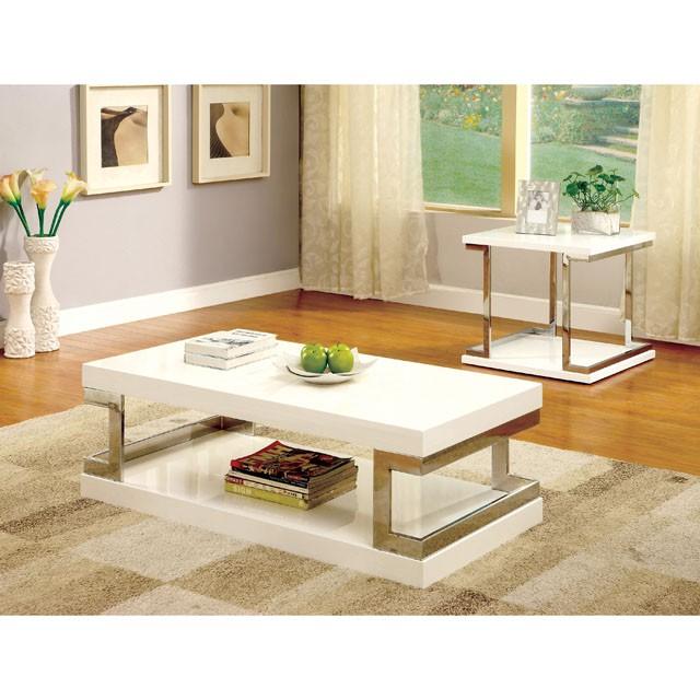MEDA White/Chrome End Table, White - California Furniture (Coachella, CA)