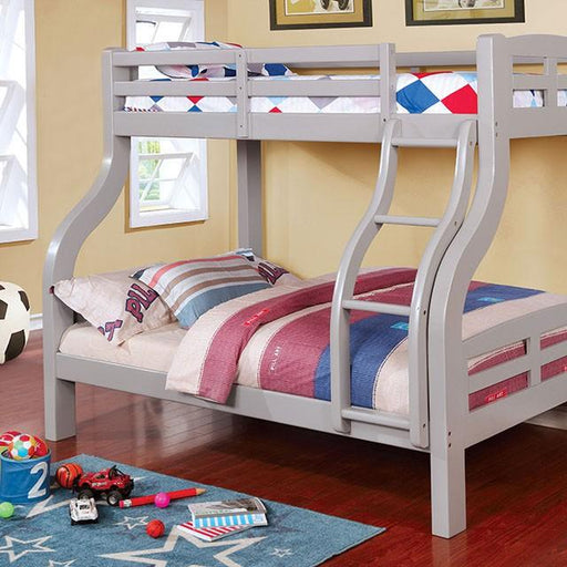 SOLPINE Gray & Oak Twin/Full Bunk Bed - California Furniture (Coachella, CA)