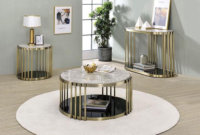 OFELIA Sofa Table, Antique Brass/Black - California Furniture (Coachella, CA)