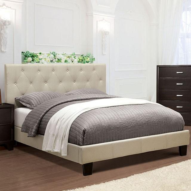LEEROY Queen & Twin Bed Ivory & Gray - California Furniture (Coachella, CA)