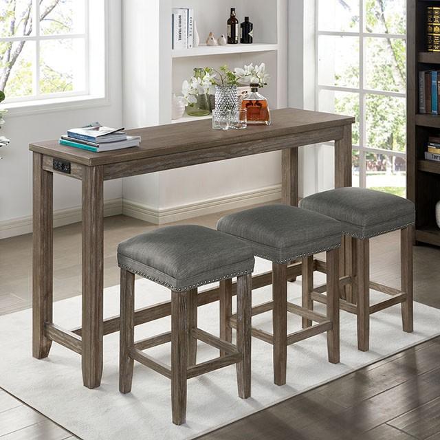 CAERLEON 4 Pc. Counter Ht. Table Set, Wire-brushed Gray - California Furniture (Coachella, CA)