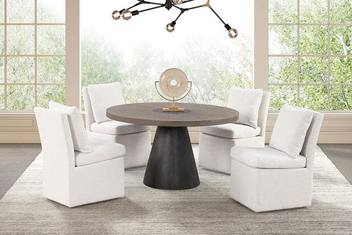 Broager 5 Pc Dining Table Set (Light Gray Swivel Chairs) - California Furniture (Coachella, CA)