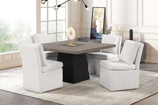 Broager 5 Pc Dining Table Set (White Caster Chairs) Walnut - California Furniture (Coachella, CA)