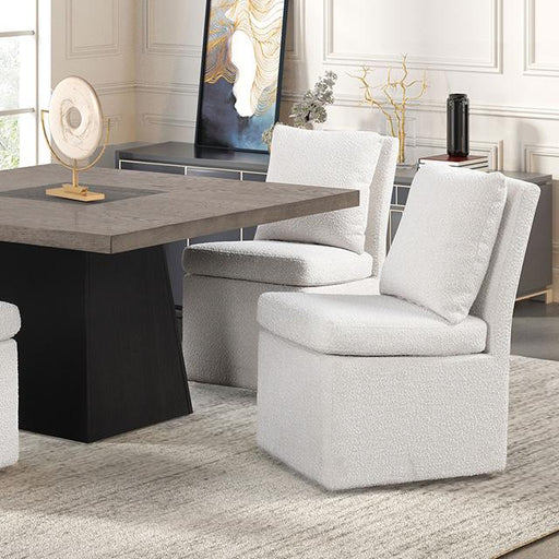 Broager 5 Pc Dining Table Set (White Caster Chairs) Walnut - California Furniture (Coachella, CA)