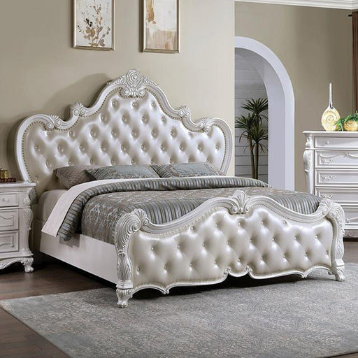 Ventresca E.King & Queen Bed White & Chrome - California Furniture (Coachella, CA)