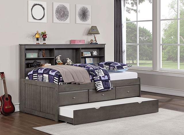 TIBALT Twin DayBed w/ Trundle, Dark Gray - California Furniture (Coachella, CA)