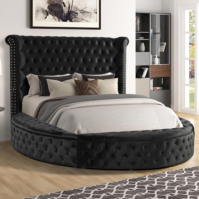 SANSOM E.King & Queen Bed, Black, Blue, & Grey - California Furniture (Coachella, CA)