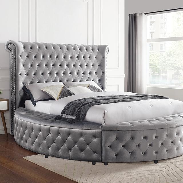 SANSOM E.King & Queen Bed, Black, Blue, & Grey - California Furniture (Coachella, CA)