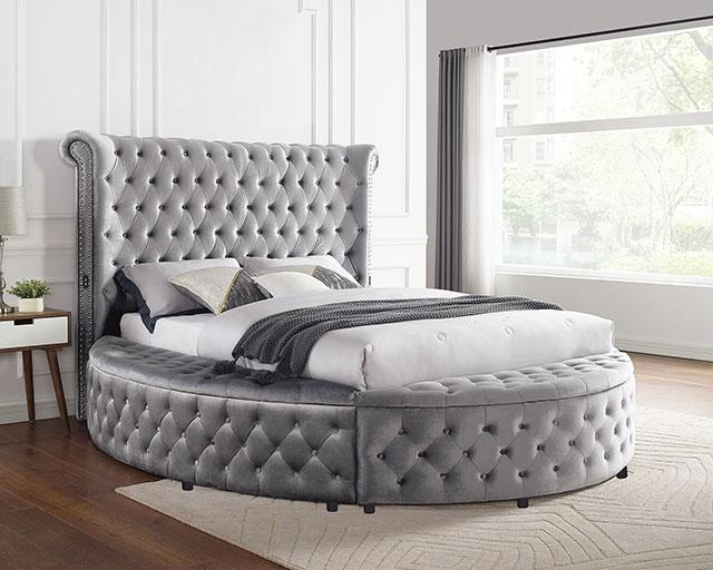 SANSOM E.King & Queen Bed, Black, Blue, & Grey - California Furniture (Coachella, CA)