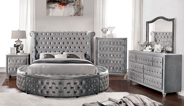 SANSOM E.King & Queen Bed, Black, Blue, & Grey - California Furniture (Coachella, CA)