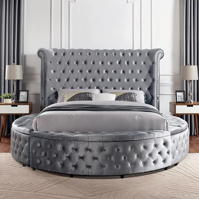 SANSOM E.King & Queen Bed, Black, Blue, & Grey - California Furniture (Coachella, CA)