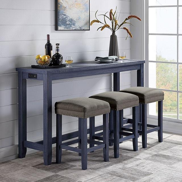 CAERLEON 4 Pc. Counter Ht. Table Set, Blue - California Furniture (Coachella, CA)