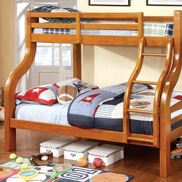 SOLPINE Gray & Oak Twin/Full Bunk Bed - California Furniture (Coachella, CA)