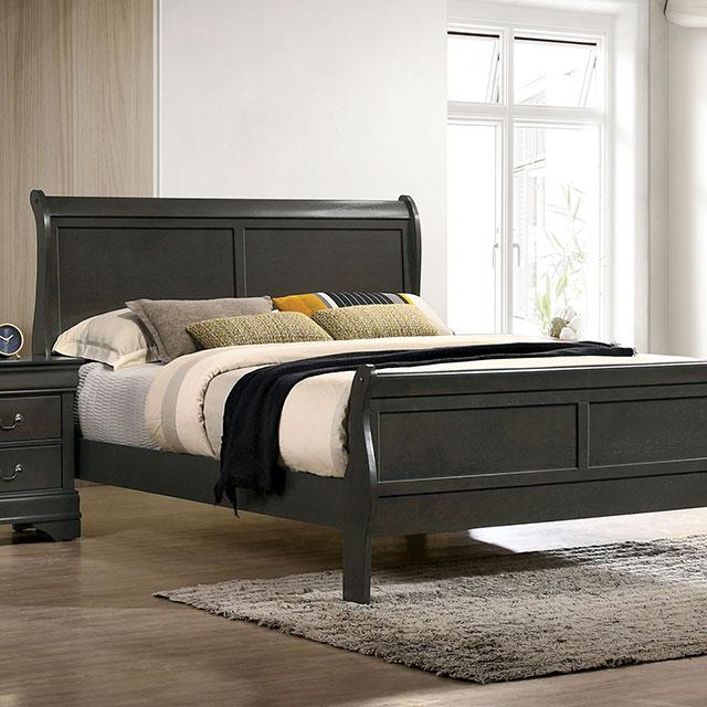 Louis Philippe E.King Bed Black, Cherry, & Gray - California Furniture (Coachella, CA)