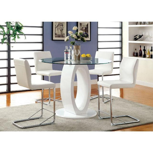 LODIA II White Round Counter Ht. Table - California Furniture (Coachella, CA)