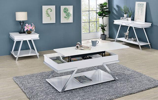TITUS End Table, White/Chrome - California Furniture (Coachella, CA)