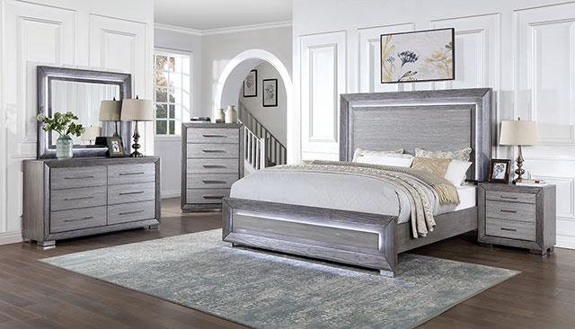 RAIDEN Cal.King, E.King, & Queen Bed, Gray - California Furniture (Coachella, CA)