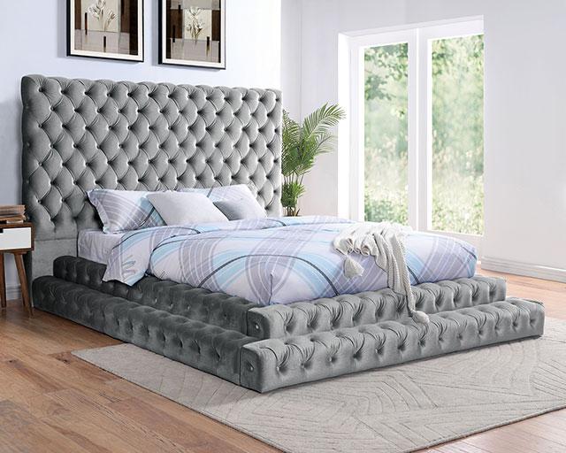 STEFANIA E.King & Queen Bed, Black & Gray - California Furniture (Coachella, CA)