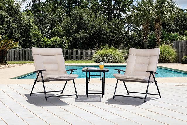Bastia 3 Pc. Conversation Set Teal & Beige - California Furniture (Coachella, CA)