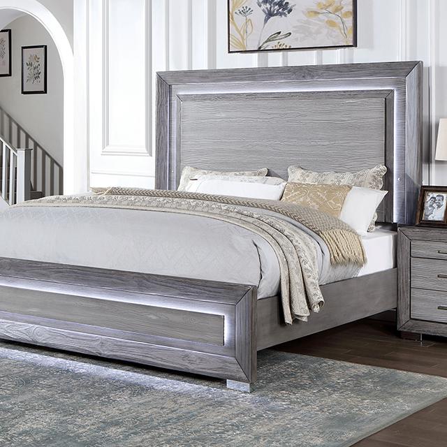 RAIDEN Cal.King, E.King, & Queen Bed, Gray - California Furniture (Coachella, CA)