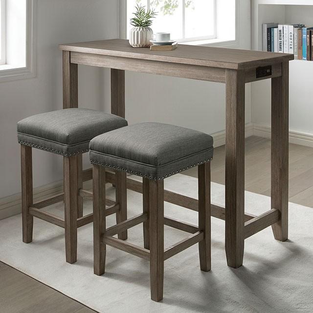 CAERLEON 3 Pc. Counter Ht. Table Set, Wire-brushed Gray - California Furniture (Coachella, CA)