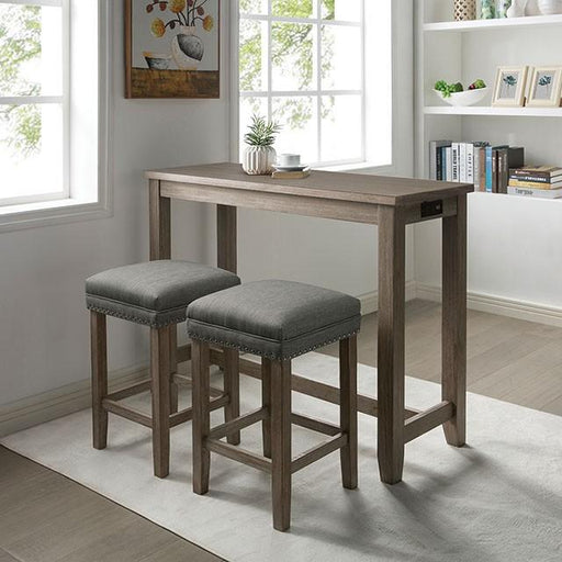 CAERLEON 3 Pc. Counter Ht. Table Set, Wire-brushed Gray - California Furniture (Coachella, CA)
