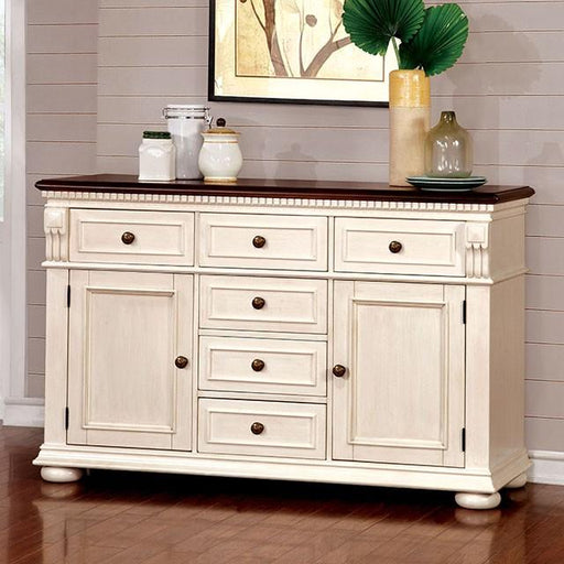 SABRINA Off White/Cherry Server, Cherry & White - California Furniture (Coachella, CA)