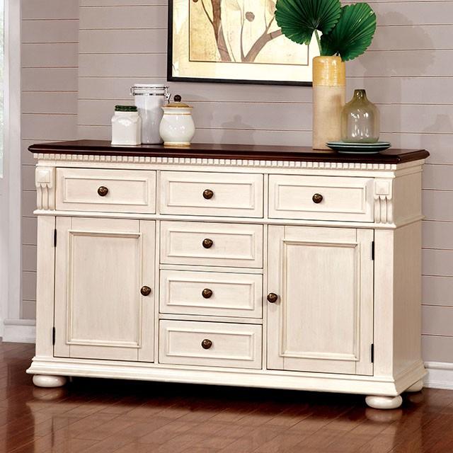 SABRINA Off White/Cherry Server, Cherry & White - California Furniture (Coachella, CA)