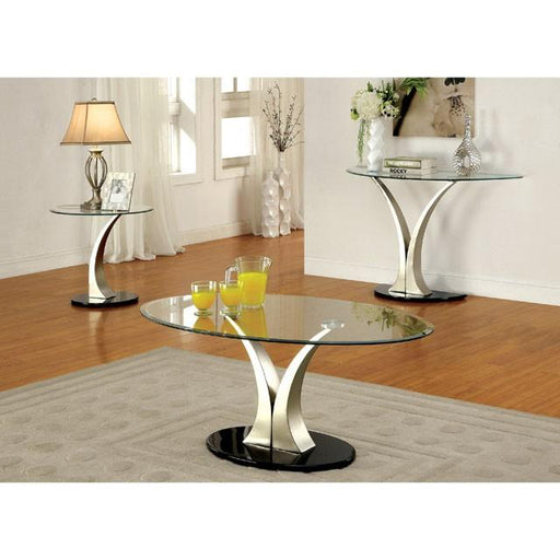 VALO Satin Plated/Black End Table - California Furniture (Coachella, CA)