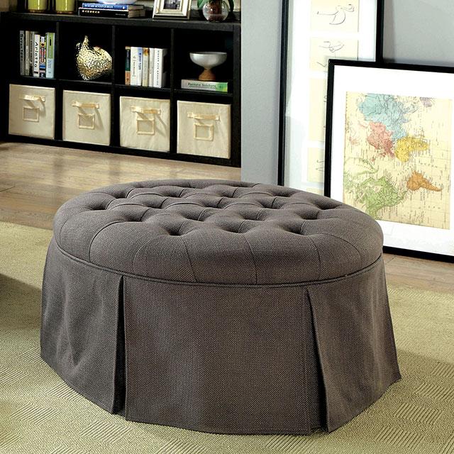 Claes Round Ottoman Gray - California Furniture (Coachella, CA)
