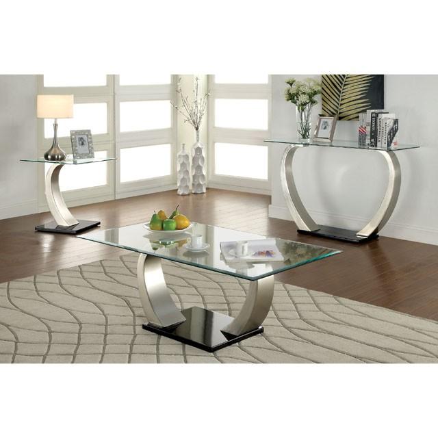 ROXO Satin Plated/Black Coffee Table - California Furniture (Coachella, CA)