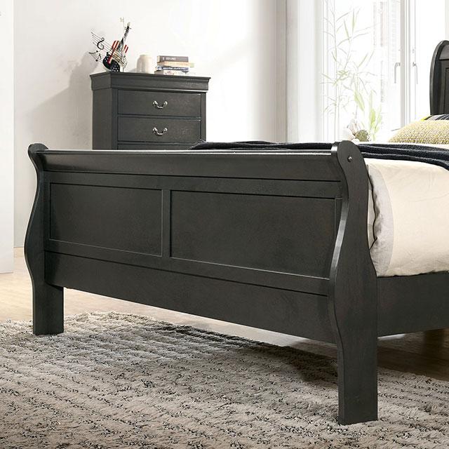 Louis Philippe Cal.King Bed Black & Grey - California Furniture (Coachella, CA)