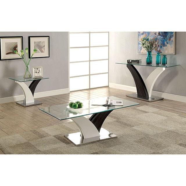 SLOANE White/Dark Gray/Chrome Sofa Table - California Furniture (Coachella, CA)