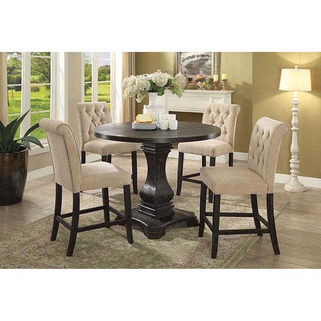 Izzy Beige/Antique Black Counter Ht. Chair, Ivory (2/CTN) - California Furniture (Coachella, CA)
