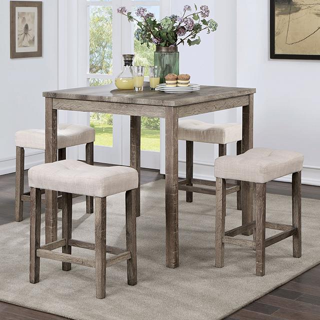 TORREON 5 Pc. Counter Ht. Table Set, Light Gray/Beige - California Furniture (Coachella, CA)