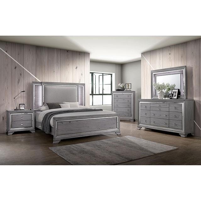 Alanis Light Gray Cal.King, E.King, & Queen Bed - California Furniture (Coachella, CA)