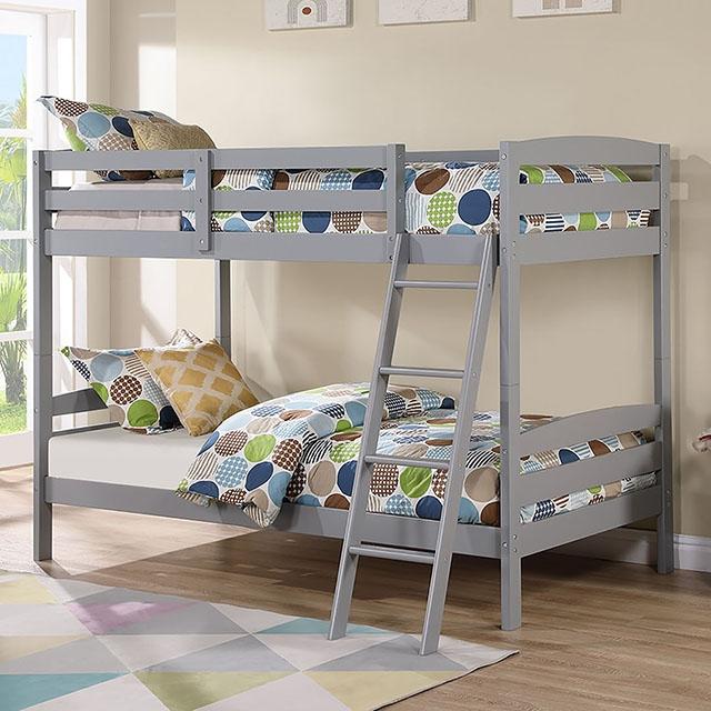 Candice Twin/Twin Bunk Bed White & Gray - California Furniture (Coachella, CA)