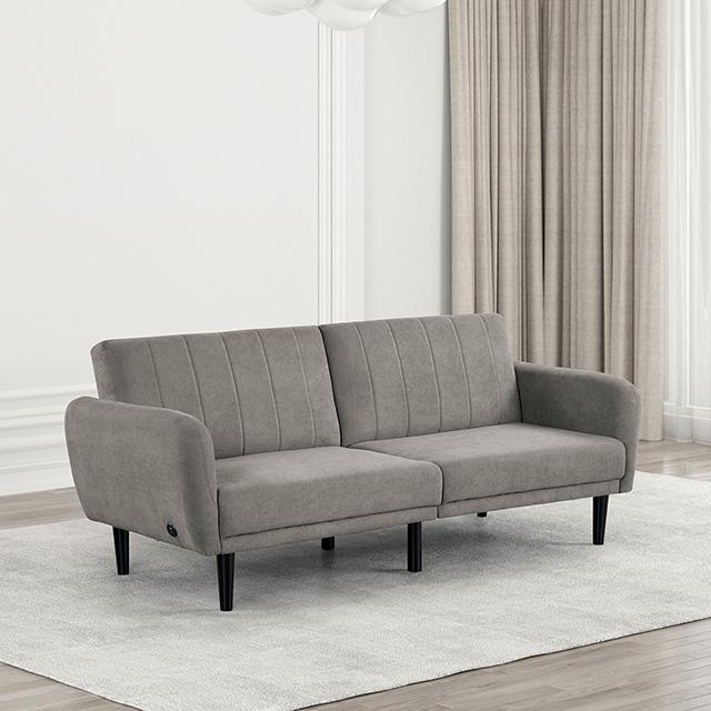 Aristide Futon Sofa Grey & Brown - California Furniture (Coachella, CA)