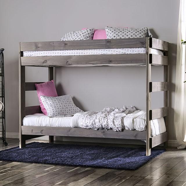 Arlette Twin/Twin Bunk Bed Brown, Black, Gray, & White - California Furniture (Coachella, CA)