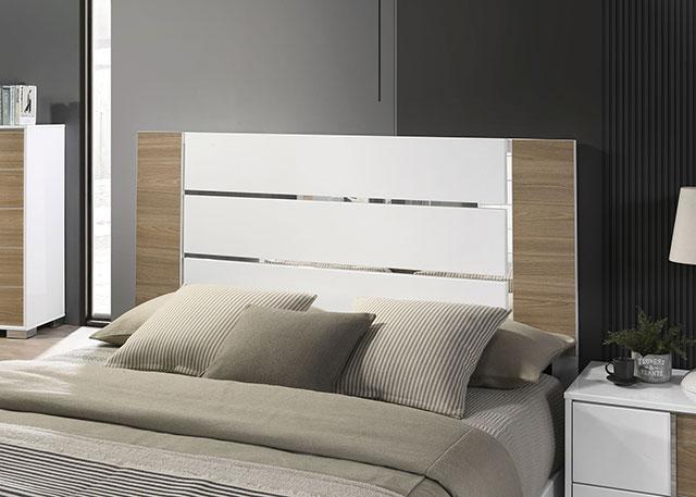 ERLANGEN Cal.King & E.King Bed, White/Natural - California Furniture (Coachella, CA)