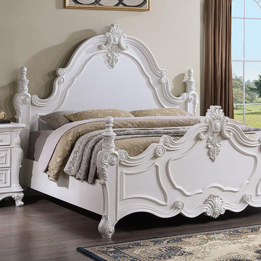 Francione E.King & Queen Bed White & Chrome - California Furniture (Coachella, CA)
